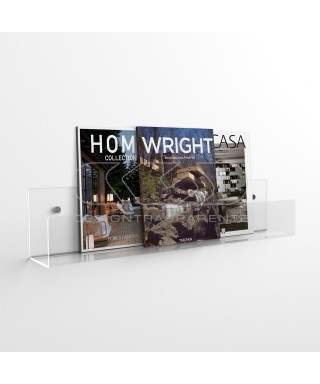 Mensola per libri e cataloghi in plexiglass trasparente 70 cm.
