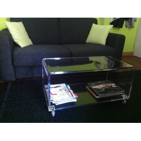 Tavolino portariviste cm 40 carrello in plexiglass trasparente.