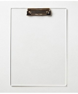 Acrylic A4 clipboard in transparent or coloured plexiglass.