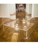 Acrylic side table W100 cm coffee table with transparent shelf.