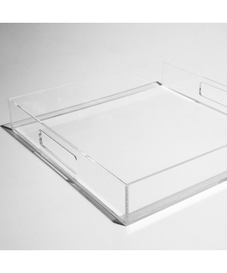 Transparent acrylic square tray fruit holder or centrepiece.
