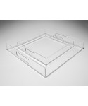 Transparent acrylic square tray fruit holder or centrepiece.