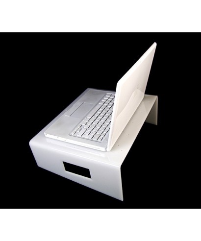 White acrylic Mac and laptop stand.