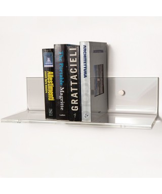 Mensola cm 60x30 in plexiglass trasparente alto spessore per libri.