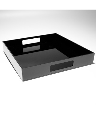 Vassoio quadrato in plexiglass nero centrotavola portafrutta.