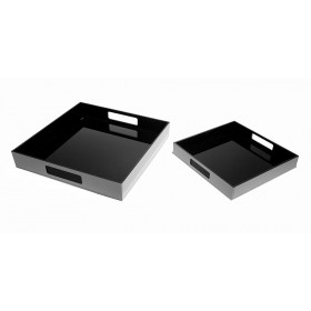 Vassoio quadrato in plexiglass nero centrotavola portafrutta.