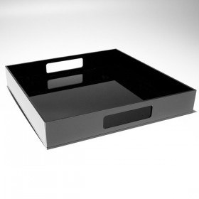 Vassoio quadrato in plexiglass nero centrotavola portafrutta.