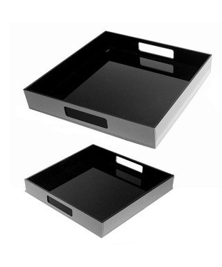 Vassoio quadrato in plexiglass nero centrotavola portafrutta.