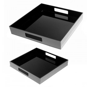 Vassoio quadrato in plexiglass nero centrotavola portafrutta.