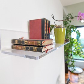 Shelf cm 60x30 in high thickness transparent acrylic for books.