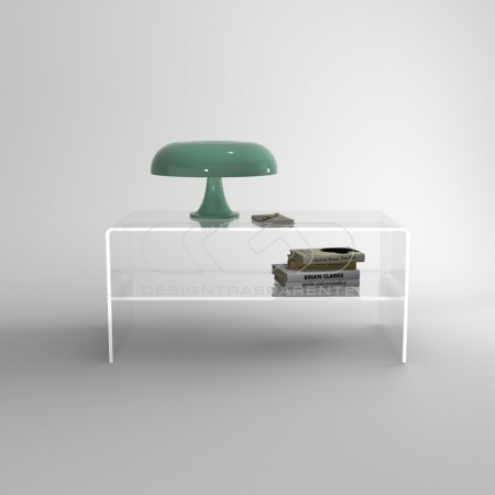 Acrylic coffee table for living room with intermediate shelf .