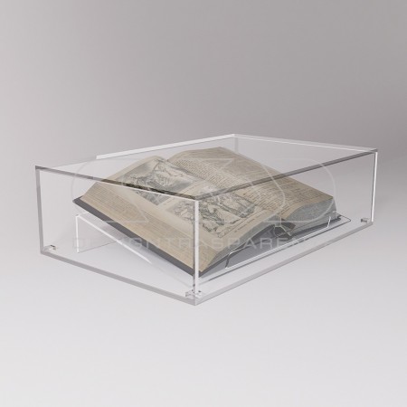 Transparent acrylic protective showcase box for antique books.