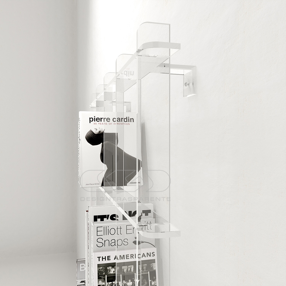 libreria a listelli in plexiglass
